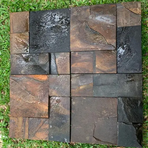 4 placas de mosaico pedra ferro 30x30 cm